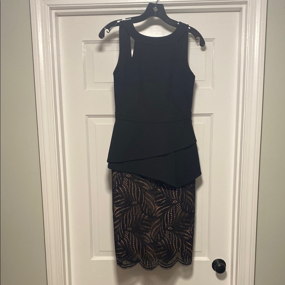 BCBGMaxAzria Black and Gold Lace Dress